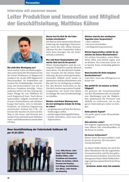 Insider 2013 - Federtechnik Kaltbrunn + Wangs AG