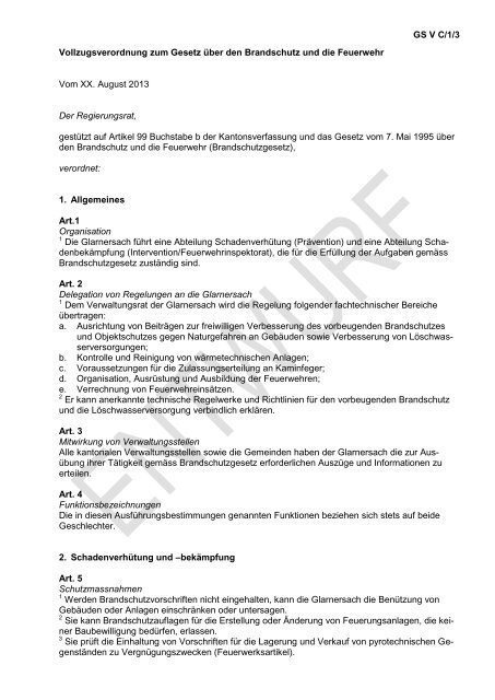 Brandschutzverordnung [PDF, 168 KB] - Kanton Glarus