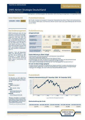 DWS Aktien Strategie Deutschland - bei der Degussa Bank