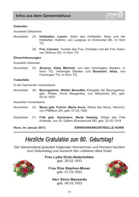 Mitteilungsblatt 01/2013 - in der Gemeinde Horn