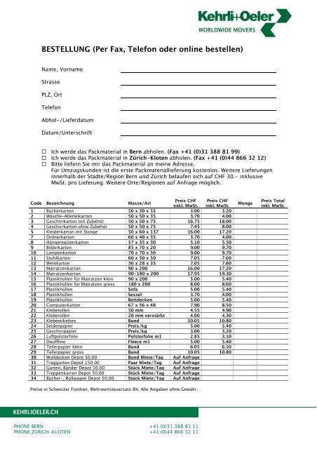 Packmaterialbroschüre (pdf) - Kehrli + Oeler AG