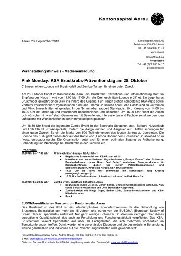 Pink Monday: KSA Brustkrebs-Präventionstag am 28. Oktober