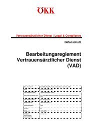 Bearbeitungsreglement Vertrauensärztlicher Dienst (VAD) - ÖKK