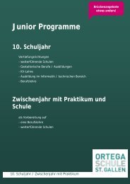 Junior Programme 10. Schuljahr - Ortega Schule St.Gallen