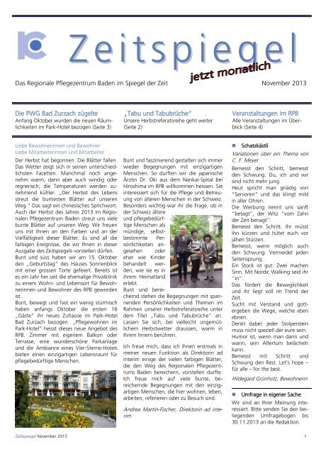 Zeitspiegel November 2013 - Regionales Pflegezentrum Baden