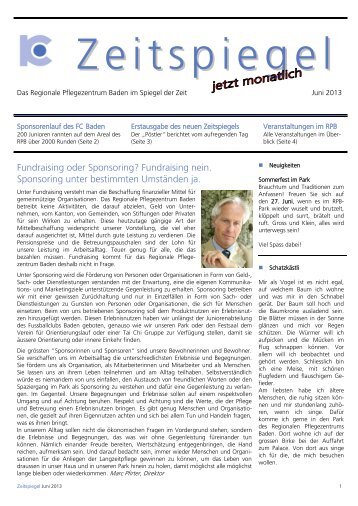 Zeitspiegel Juni 2013 - Regionales Pflegezentrum Baden