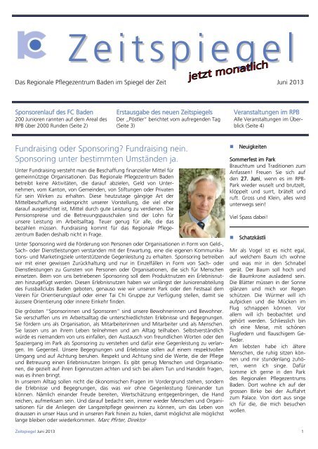 Zeitspiegel Juni 2013 - Regionales Pflegezentrum Baden