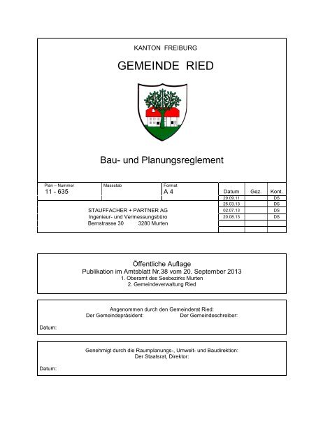 Planungs- und Baureglement - Gemeinde Ried b. Kerzers