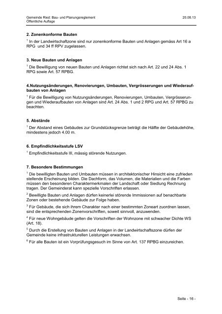 Planungs- und Baureglement - Gemeinde Ried b. Kerzers