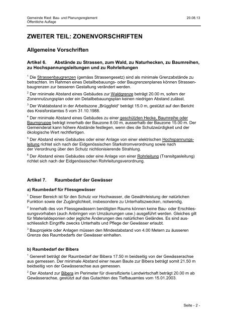 Planungs- und Baureglement - Gemeinde Ried b. Kerzers