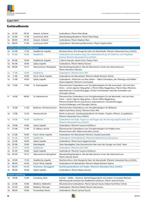 Gemeindeblatt - Reformierte Kirchgemeinde Solothurn