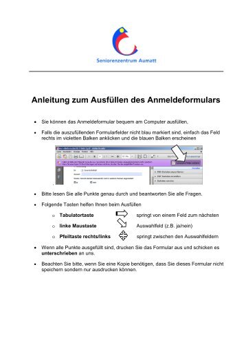 Anmeldeformular - Seniorenzentrum Aumatt