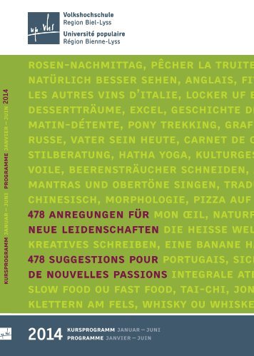Kursprogramm Januar bis Juni - Volkshochschule Region Biel-Lyss