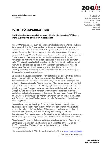 Futter für spezielle Tiere [PDF, 94.0 KB] - Zoo Zürich
