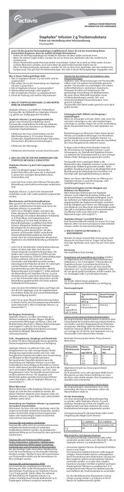 Staphylex Injektion 2g Trockensubstanz (pdf, 86KB) - Actavis