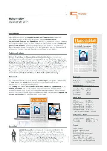 Handelsblatt Objektprofil 2014 - IQ media marketing