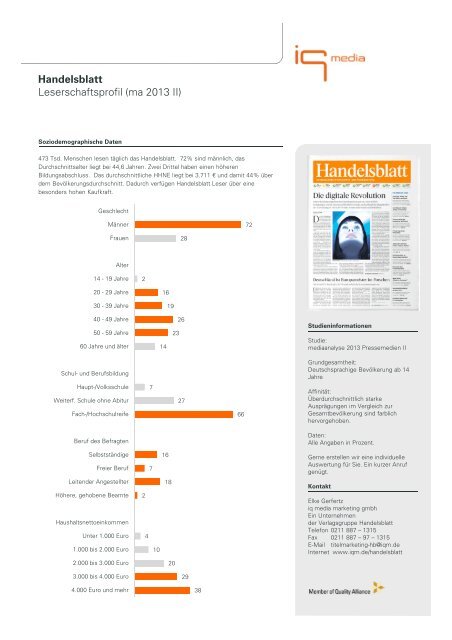 Handelsblatt Objektprofil 2014 - IQ media marketing