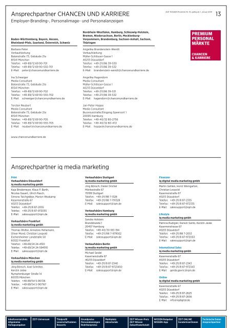 ZEIT WISSEN - Mediadaten 2014 - IQ media marketing