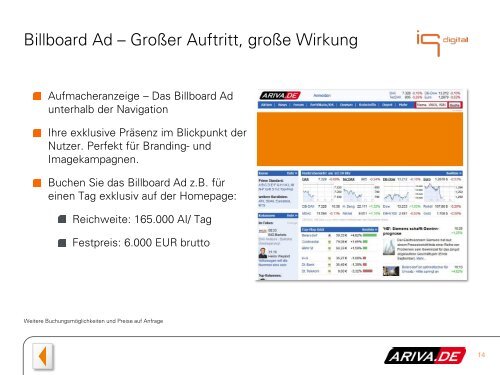 ARIVA.de - Mediadaten - IQ media marketing