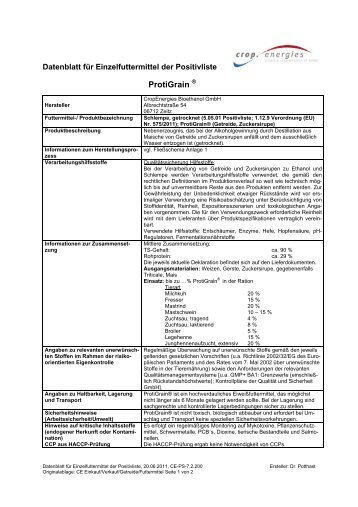 Datenblatt Protigrain - Cropenergies