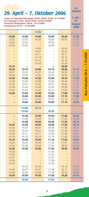 Fahrplan 2006 MÜRITZ NATIONALPARK TICKET