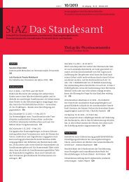 StAZ Das Standesamt«. - Verlag für Standesamtswesen