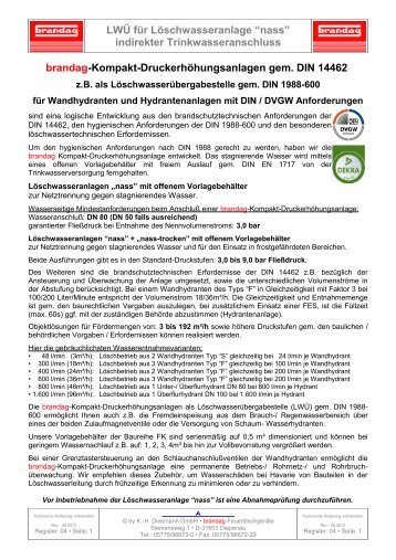 LWÜ für Löschwasseranlage “nass” indirekter ... - H. Diekmann GmbH