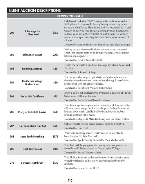 silent auction at a glance - Creighton Prep - Creighton University