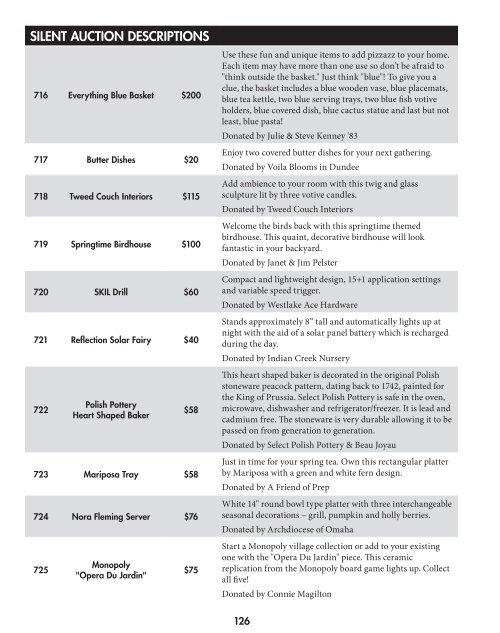 silent auction at a glance - Creighton Prep - Creighton University