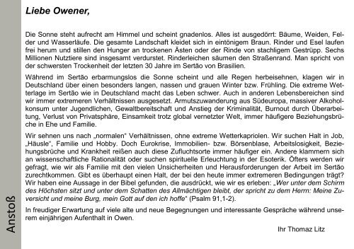 Juni bis August 2013 - Evangelische Kirchengemeinde Owen