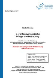 Weiterbildung Gerontopsychiatrische Pflege und Betreuung - GGSD