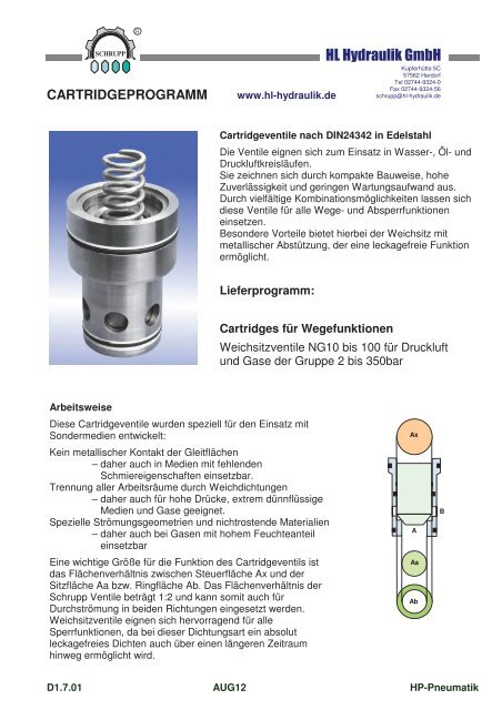 cartridgeprogramm - HL Hydraulik GmbH