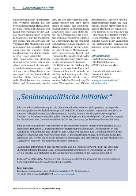 Hessische Seniorenblätter 112/2013 - Hessisches Sozialministerium