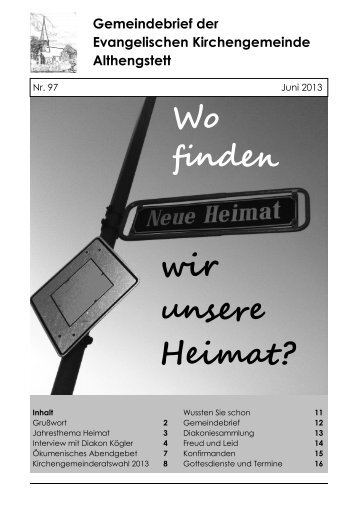 Gemeindebrief Nr. 97 Juni 2013 (3,5 MB) - Evangelische ...