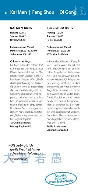 Jahresprogramm 2013 - Tai Chi Schule - Hanau