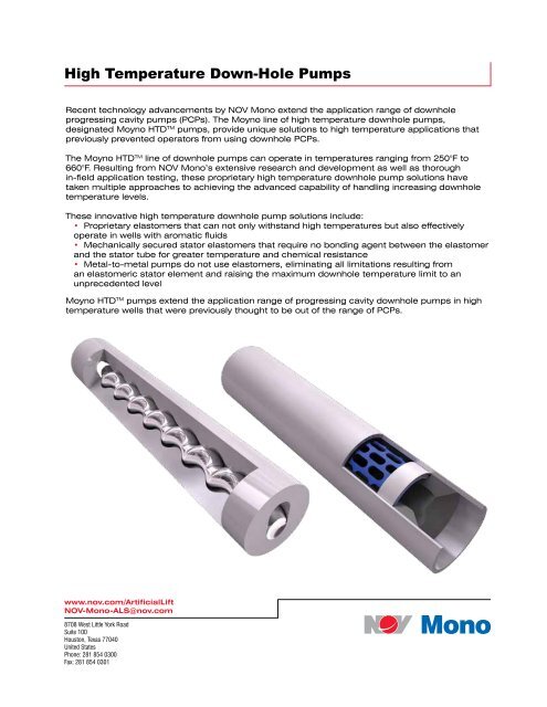 High Temperature Down-Hole Pumps - National Oilwell Varco