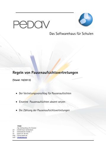 Regeln von Pausenaufsichtsvertretungen - PEDAV