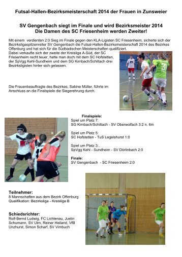 Futsal-Hallen-Bezirksmeisterschaft 2014 der ... - SC Friesenheim