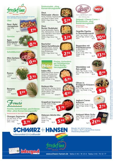 Angebot des Monats - Schwarz + Hansen Lebensmittel GV ...