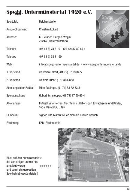 Stadionheft - SF Elzach-Yach 2002 eV