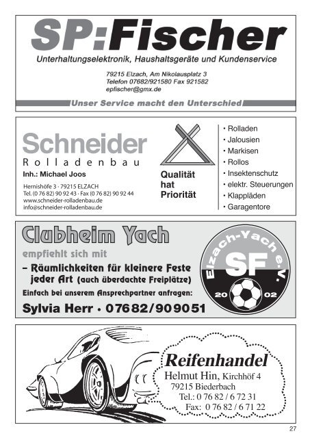 Stadionheft - SF Elzach-Yach 2002 eV