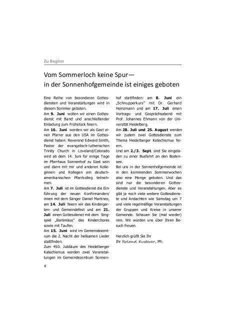 Ausgabe 2 - Sonnenhof-Gemeinde