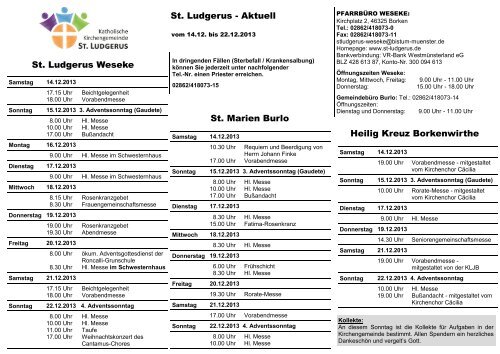 St. Ludgerus Weseke St. Marien Burlo Heilig Kreuz Borkenwirthe St ...