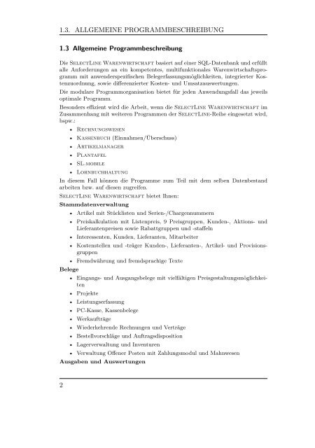 Handbuch Warenwirtschaft SelectLine (PDF)