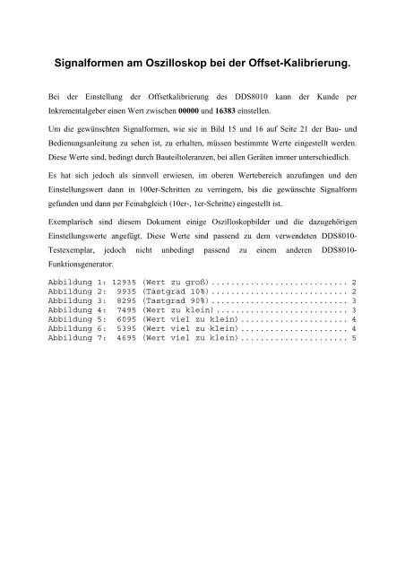 [1] Signalformen am Oszilloskop bei der Offset-Kalibrierung - ELV