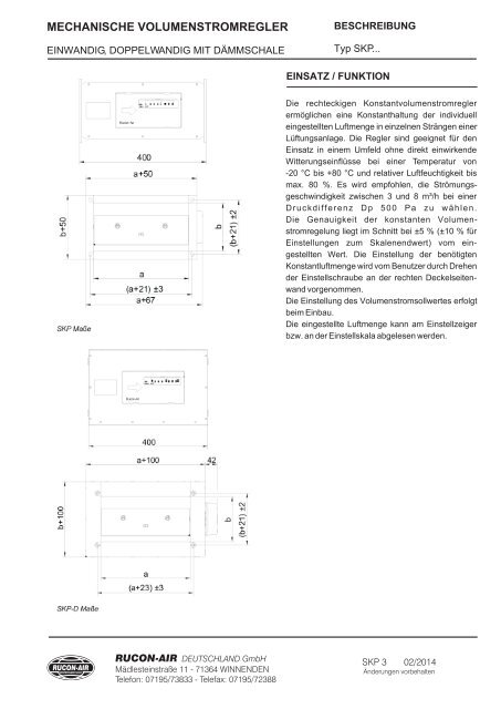 mechanische volumenstromregler - RUCON-AIR Deutschland GmbH