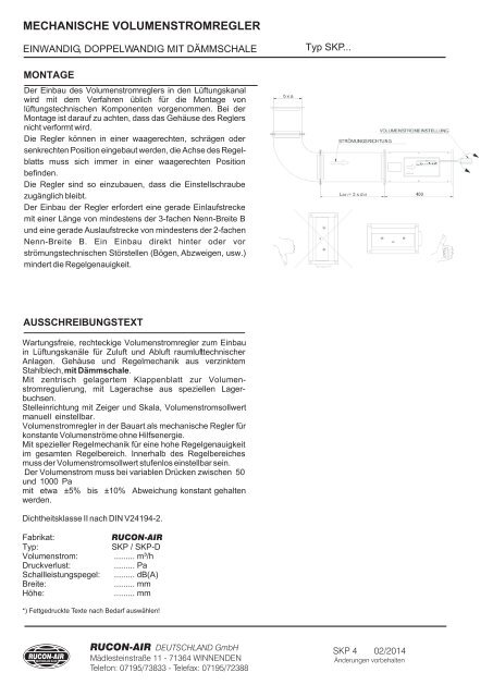 mechanische volumenstromregler - RUCON-AIR Deutschland GmbH