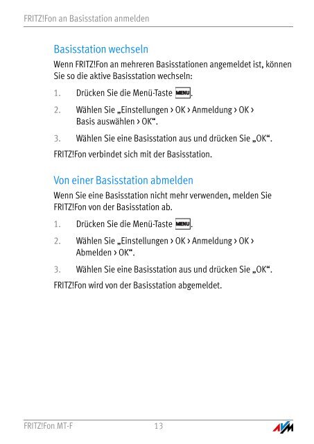 Handbuch FRITZ!Fon MT-F [pdf] - AVM
