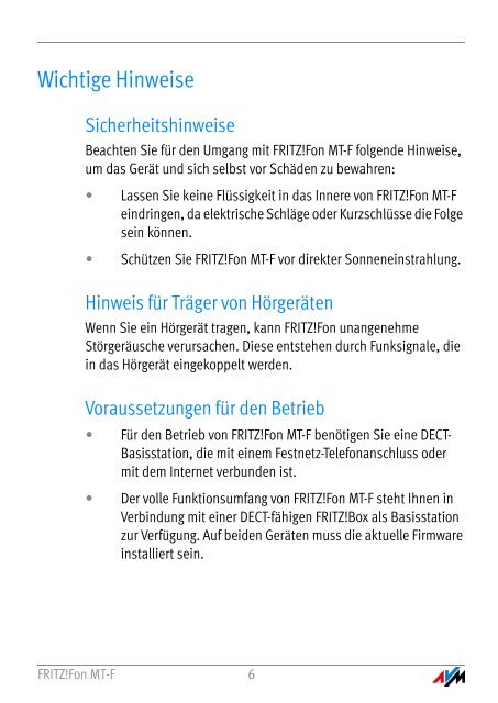 Handbuch FRITZ!Fon MT-F [pdf] - AVM