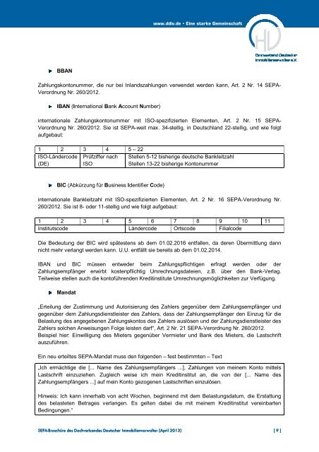 Die SEPA-Umstellung ab 1. Februar 2014 ... - DDIV